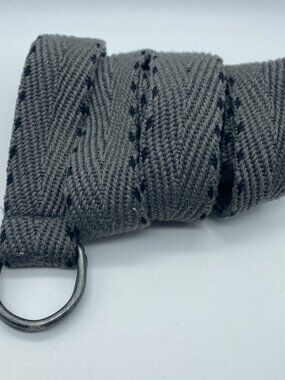 Men’s D-Ring Belt Size 50 Gray Black 60” Canvas Adjustable Casual Big & Tall